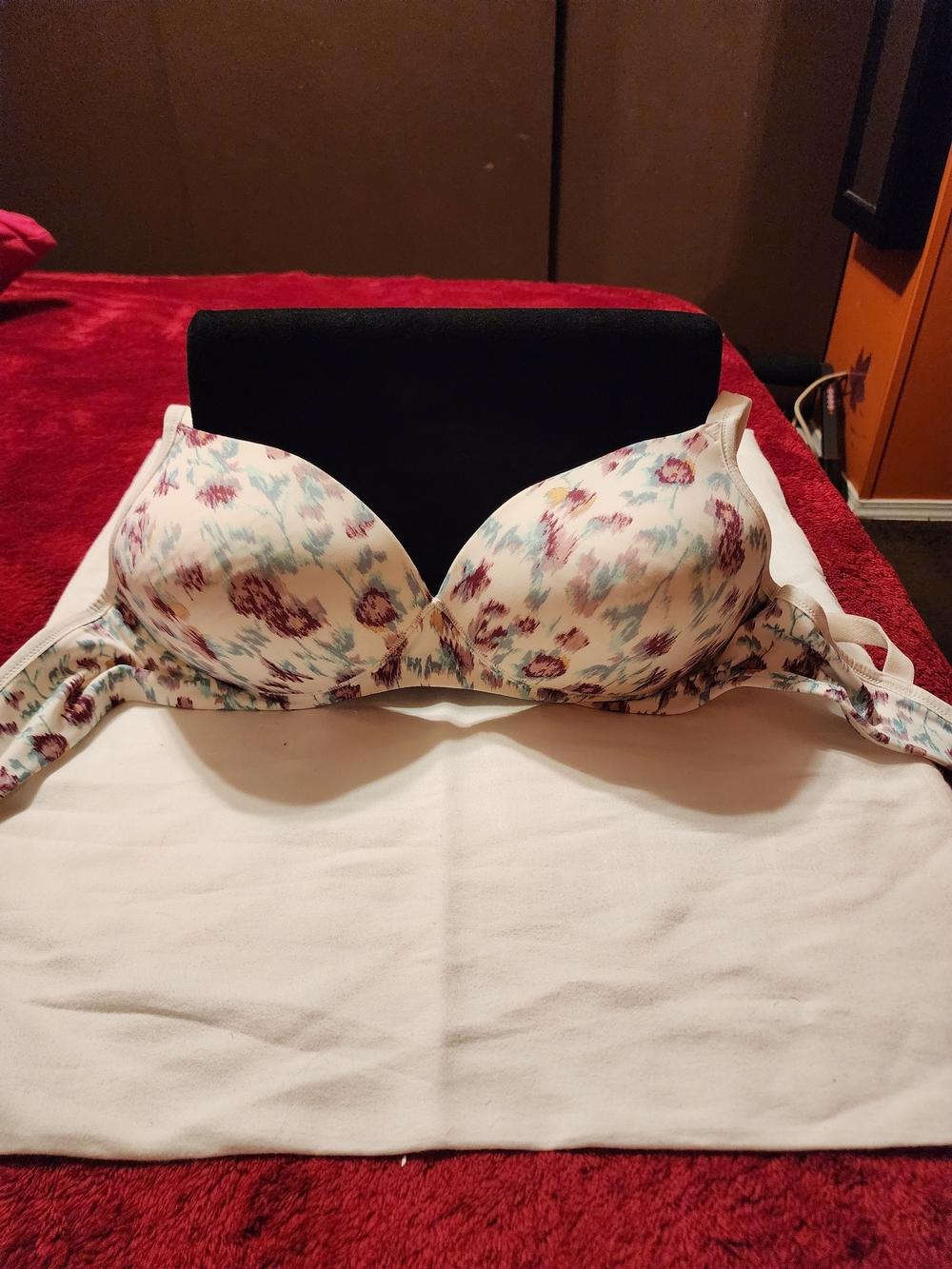 Warmers Floral Padded T-Shirt Bra in Cream and Pink